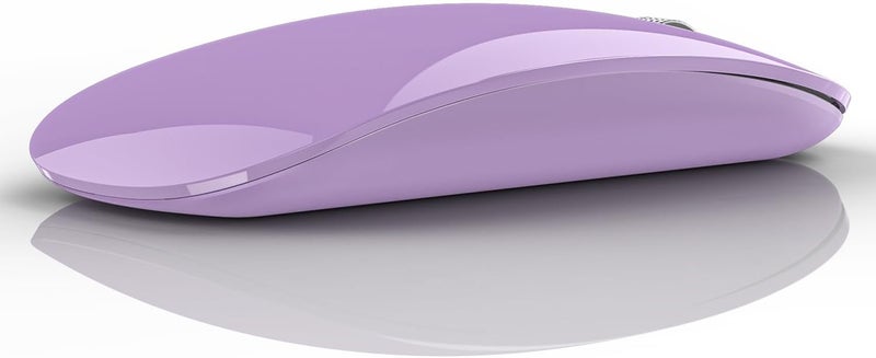 TENMOS M18 Bluetooth Mouse, USB C Rechargeable Wireless Mouse, Triple Mode (Dual Bluetooth+USB) Computer Silent Mice Portable with USB Receiver and Type C Adapter for Laptop/MacBook/iPad/PC - Purple - Image 1